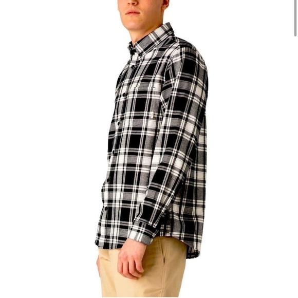 TILLEY Plaid Flannel Button Up Shirt Men's Size XXL Black White Cotton Outdoor - Picture 8 of 8